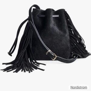 Madewell Black Suede Fringe Shoulder Bag